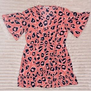 Topshop Pink Leopard Print Dress